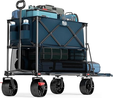 Double decker wagon filled with gear